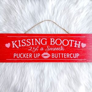 Valentine's Kissing Booth Faux Wooden Sign